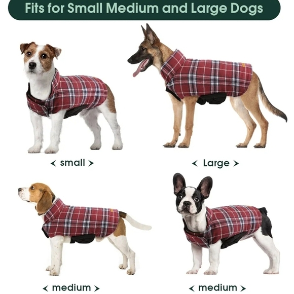 KUOSER Reversible Black and Plaid Dog Jacket #447 - Picture 4 of 10